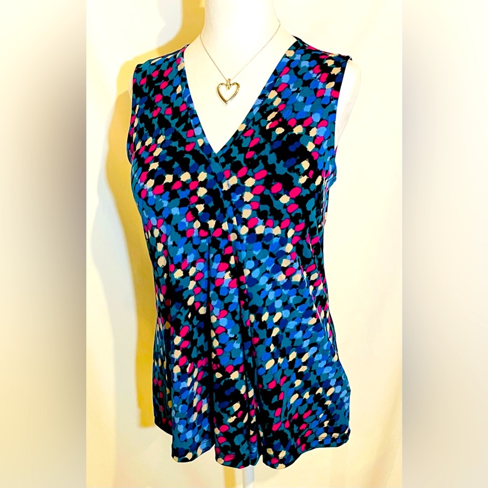 Multicolor Sleeveless V-Neck Women's Top